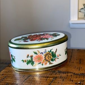 Vintage Meister Tin Oval Floral Candy Tin, Brazil